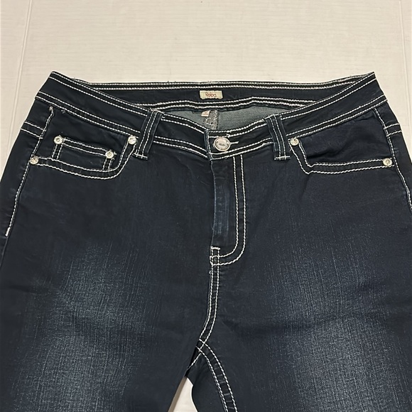 Reba size 12 Rhinestone Studded Dressy Strech Dark Wash boot cut jeans - Picture 8 of 13